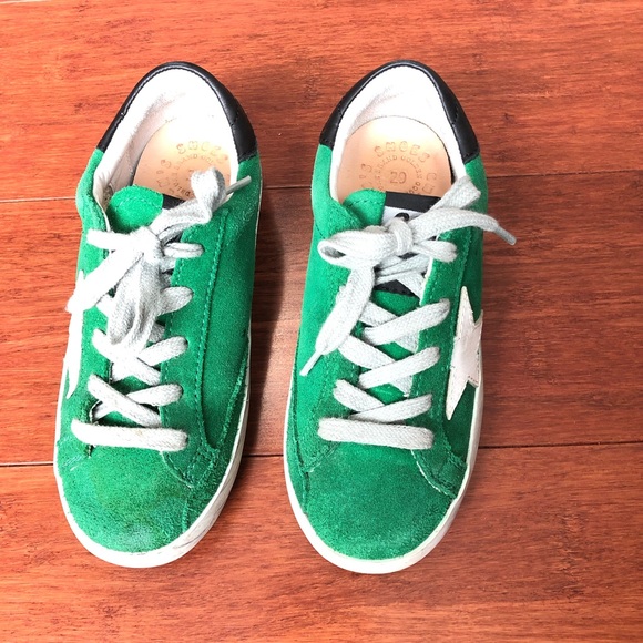 Final$ Golden Goose super kids low top suede sneaker EU29 US12 green white stars - Picture 2 of 14